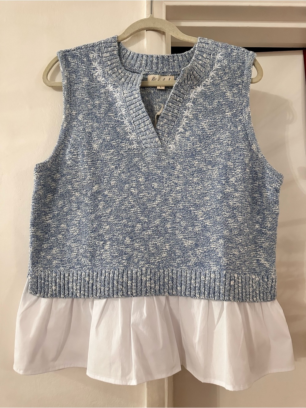Marled Blue and White Knit sweater for Women